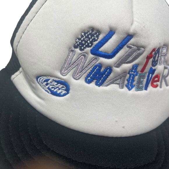 Bud Light #UpForWhatever Snapback Trucker Hat White Black Mesh Cap Beer Promo - Picture 8 of 14